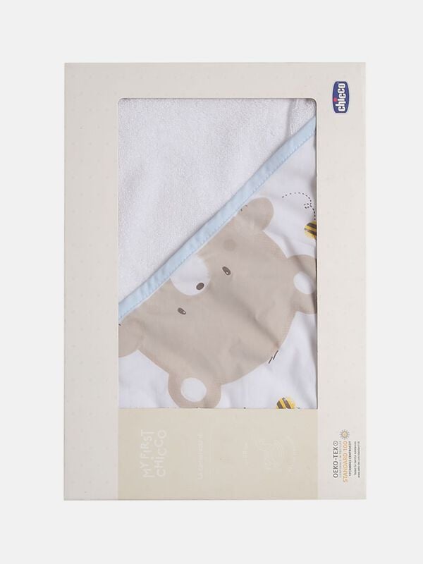 White and Blue Terry Towel With Hood image number 5